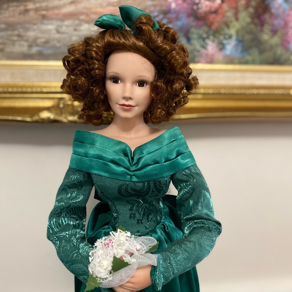 Ashton-Drake Winter Romance Doll in Emerald Green Dress